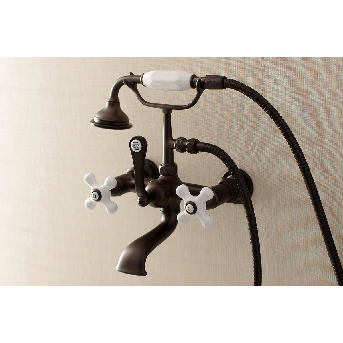 Aqua Vintage 7-Inch Wall Mount Tub Faucet with Hand Shower