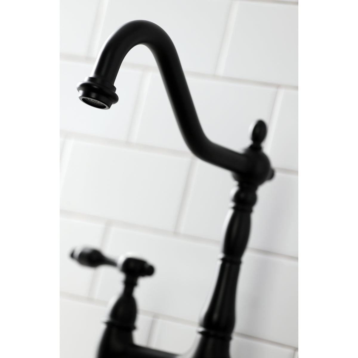 Kingston Brass KS1275TALBS Tudor Bridge Kitchen Faucet with Brass Sprayer