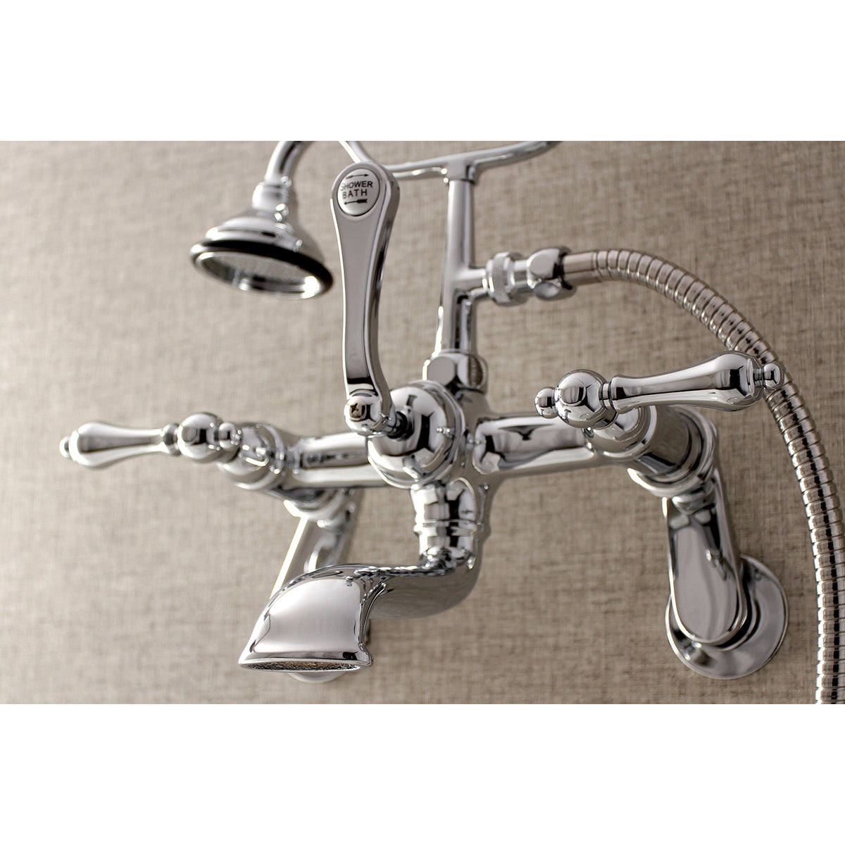 Aqua Vintage 7-Inch Adjustable Wall Mount Tub Faucet with Hand Shower