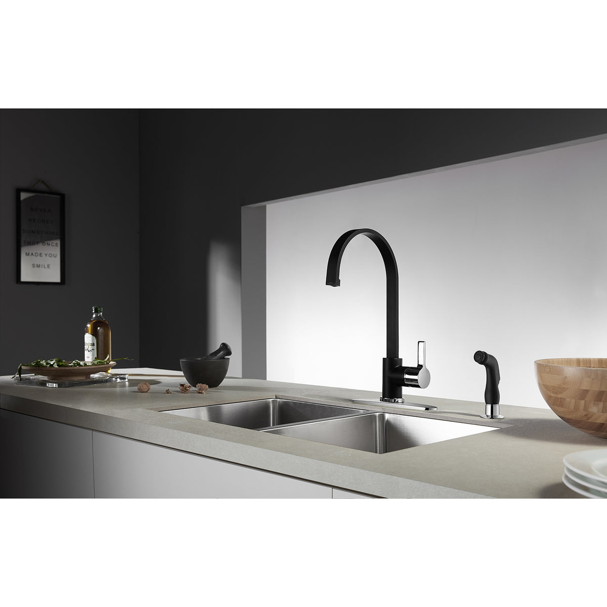 Gourmetier LS8713CTLSP Continental Single-Handle Kitchen Faucet with Side Sprayer