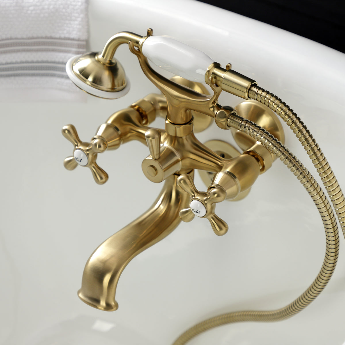 Kingston Wall Mount Clawfoot Tub Faucet with Hand Shower