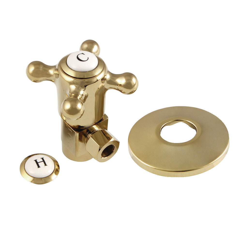 Kingston Brass 1/2"IPS x 3/8"O.D. Anti-Seize Deluxe Quarter-Turn Ceramic Hardisc Cartridge Angle Stop with Flange