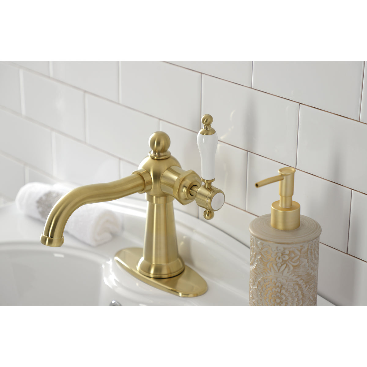 Kingston Brass KSD154KLCP Nautical Single-Handle Bathroom Faucet with Push Pop-Up