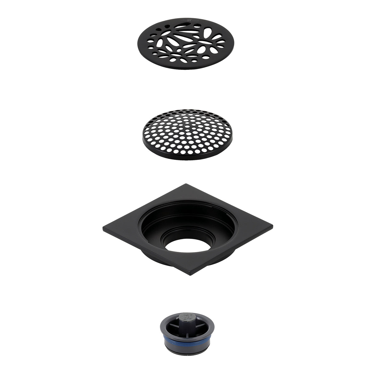 Kingston Brass Watercourse Floral 4" Square Grid Shower Drain