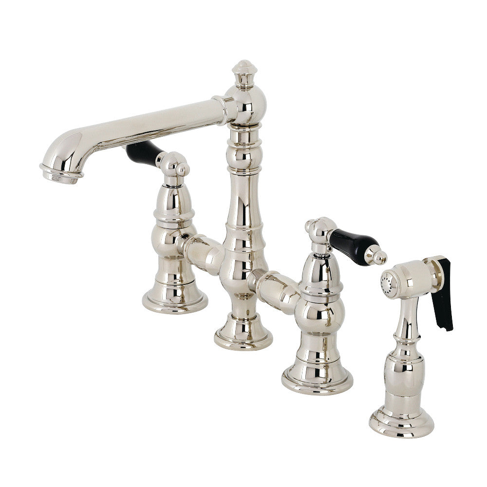 Kingston Brass KS7272PKLBS Duchess Bridge Kitchen Faucet with Brass Sprayer