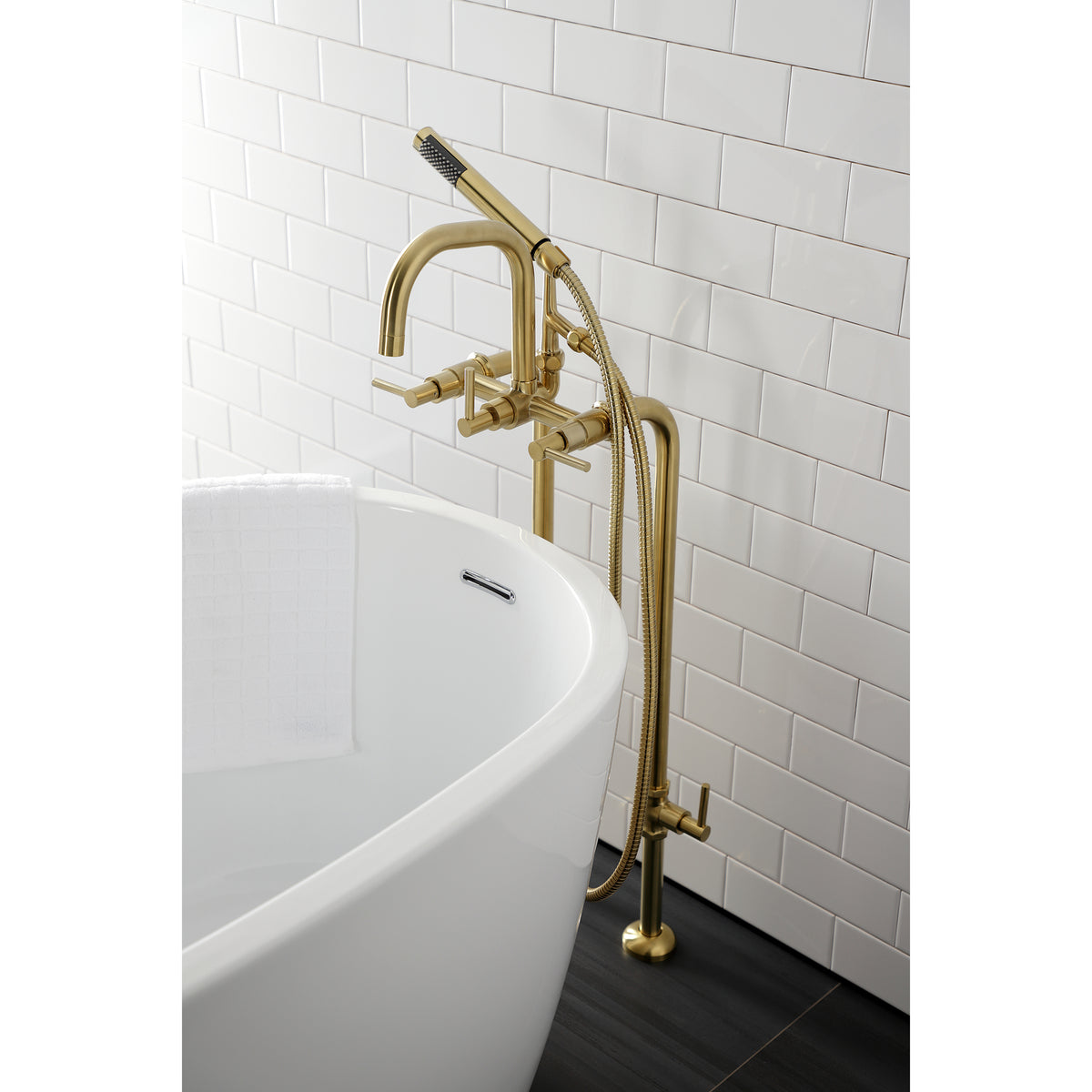 Aqua VintageL Concord Freestanding Tub Faucet with Supply Line, Stop Valve