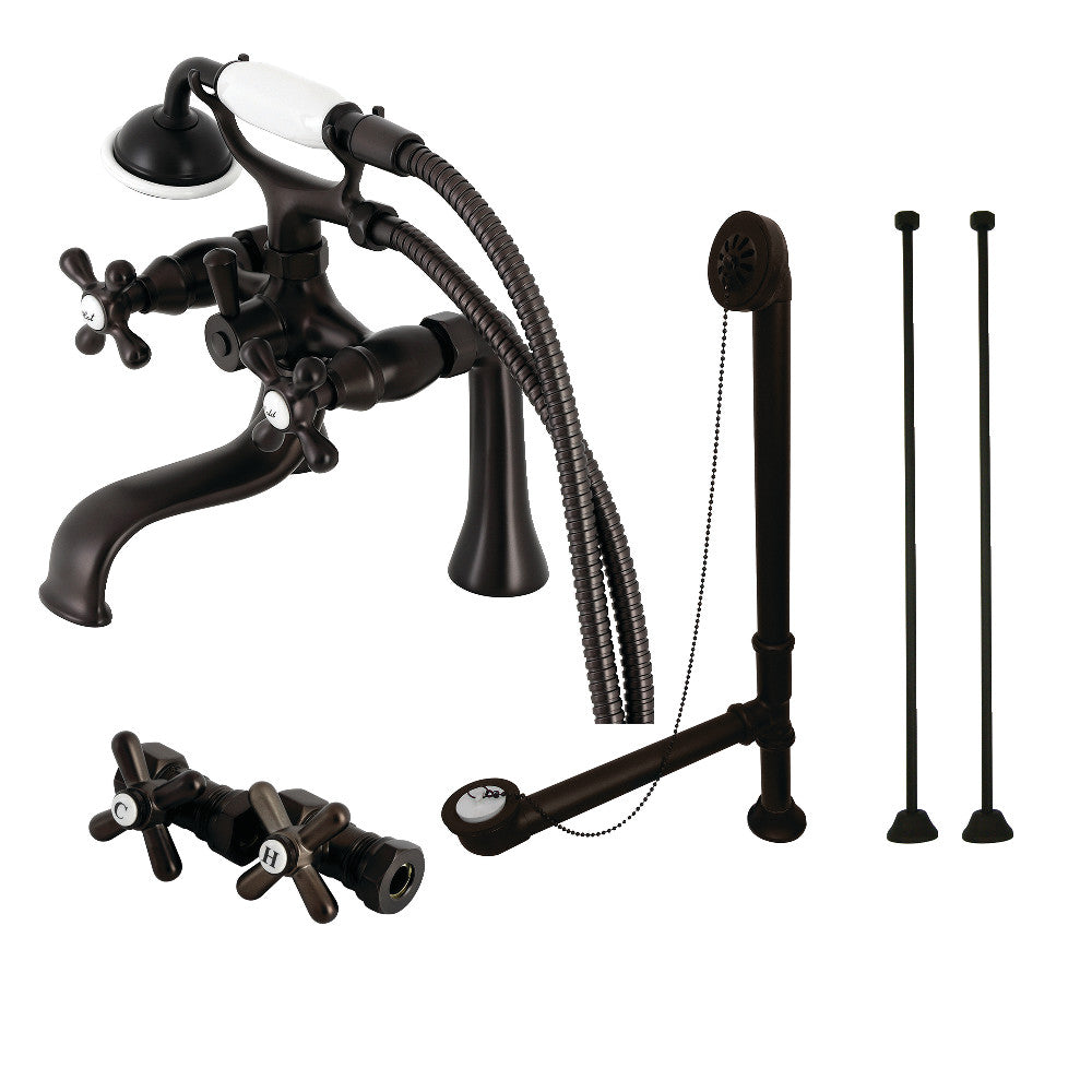 Vintage Deck Mount Clawfoot Tub Faucet Package with Supply Line