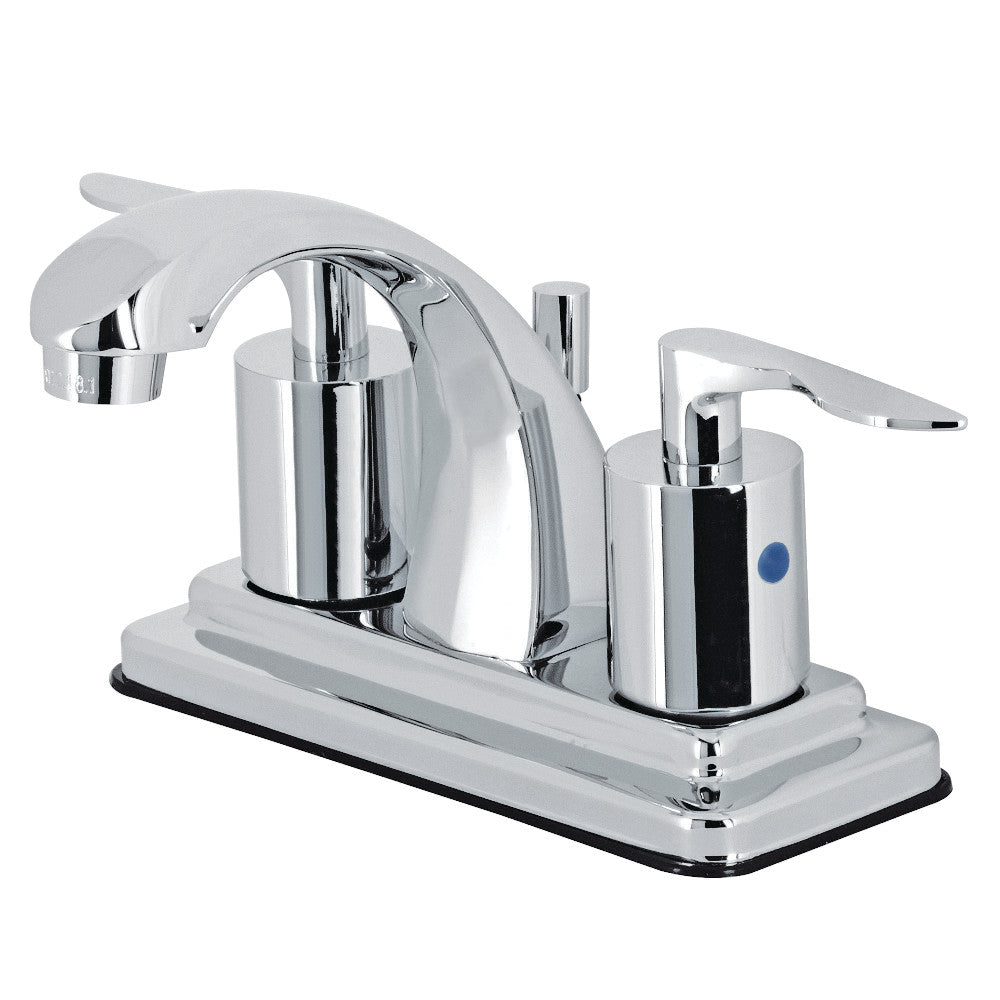 Kingston Brass KB4641SVL Two-Handle 3-Hole Deck Mount 4" Centerset Bathroom Faucet with Retail Pop-Up
