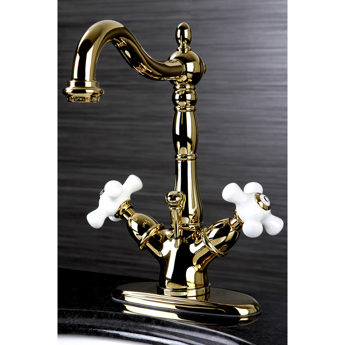 Kingston Brass KS1430PX Heritage Two-Handle Bathroom Faucet with Brass Pop-Up and Cover Plate
