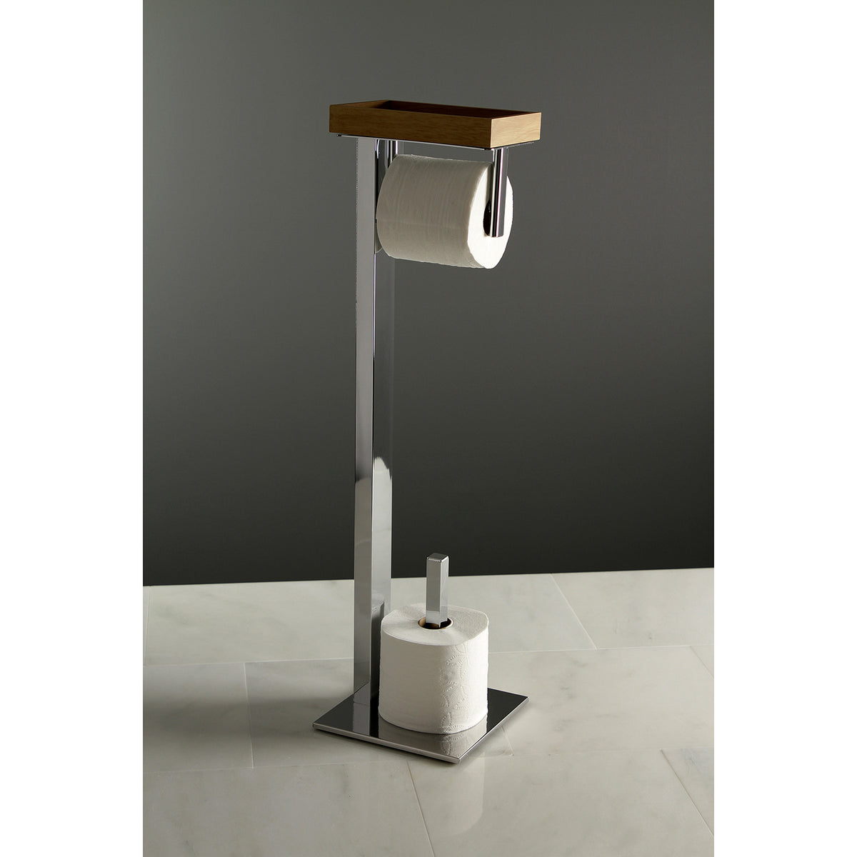 Kingston Brass Edenscape Freestanding Toilet Paper Holder with Storage Shelf