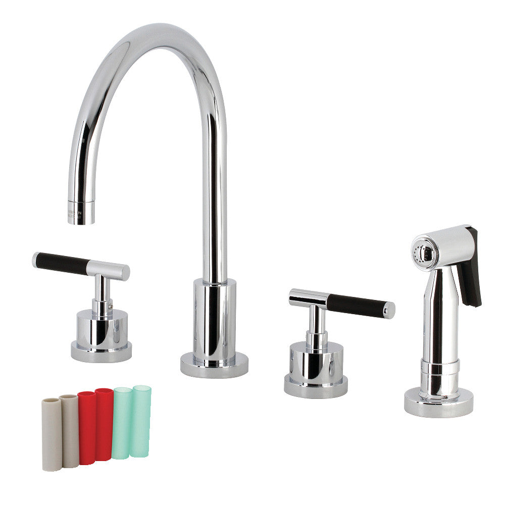 Kingston Brass KS8728CKLBS Kaiser Widespread Kitchen Faucet with Brass Sprayer