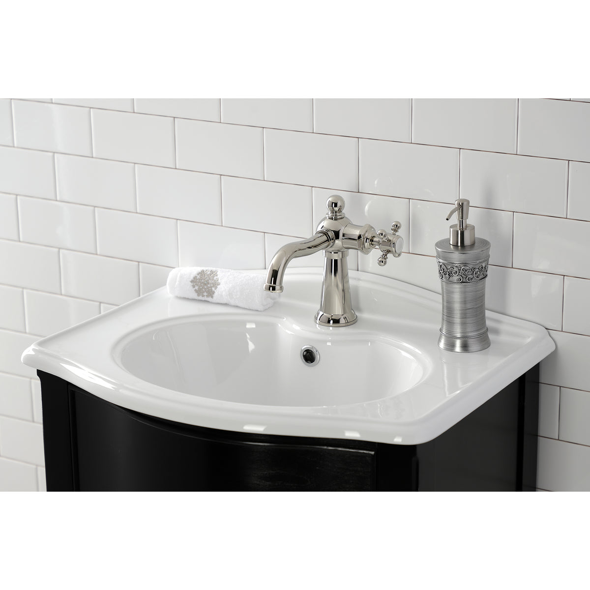 Kingston Brass KS154BXBN Nautical Single-Handle Bathroom Faucet with Push Pop-Up