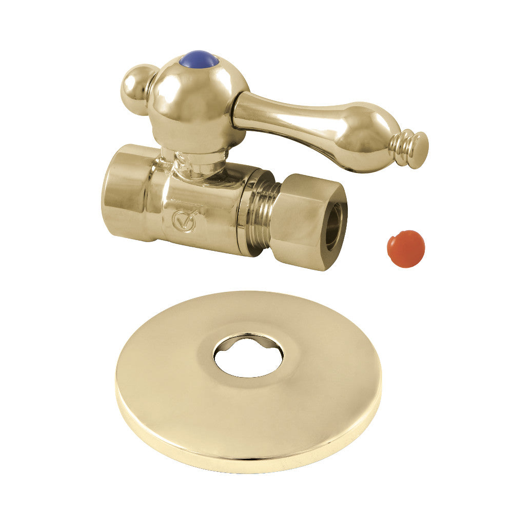 Kingston Brass 1/2-Inch Sweat 3/8-Inch O.D. Comp Straight Stop Valve with Flange
