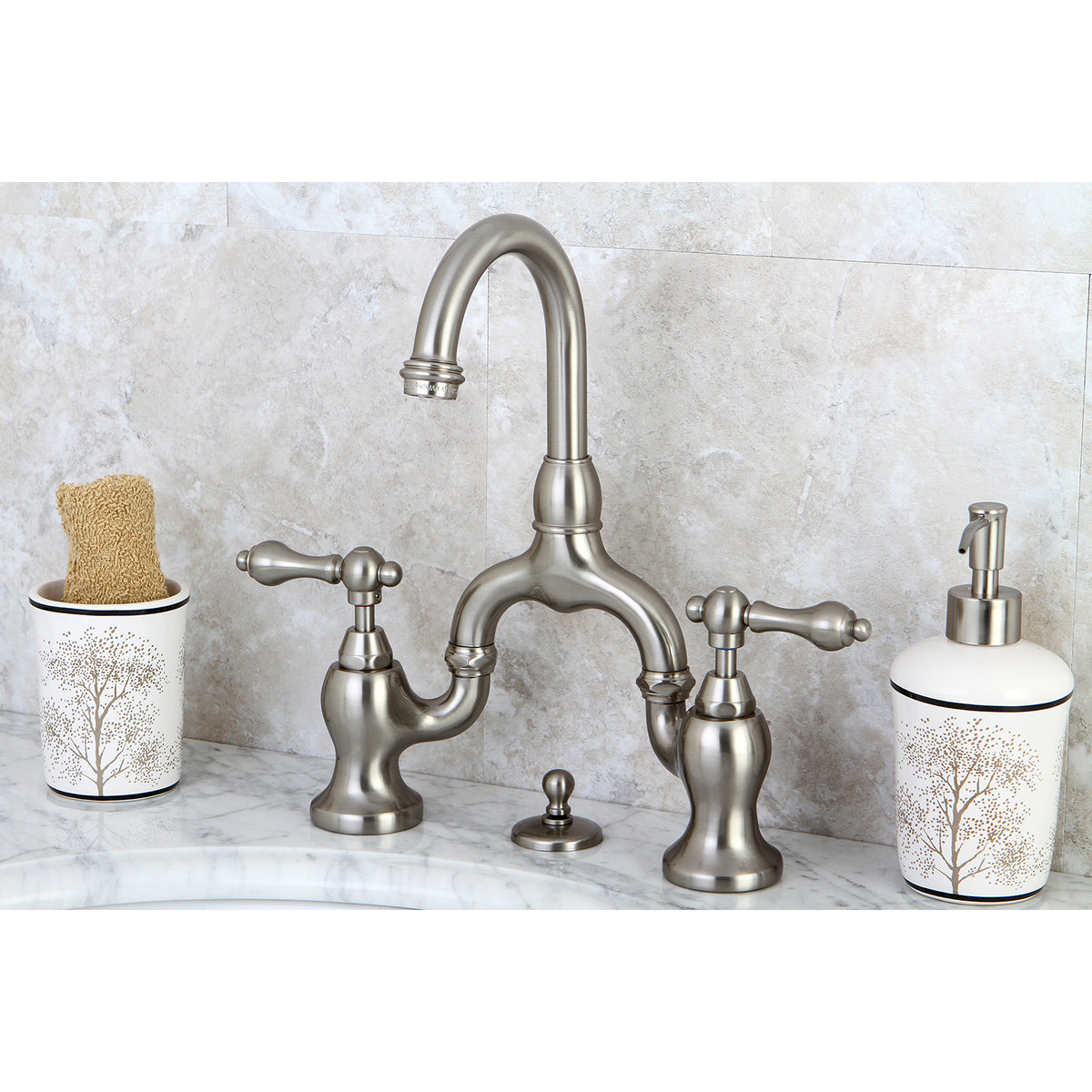 Kingston Brass KS7995AL English Country Bridge Bathroom Faucet with Brass Pop-Up