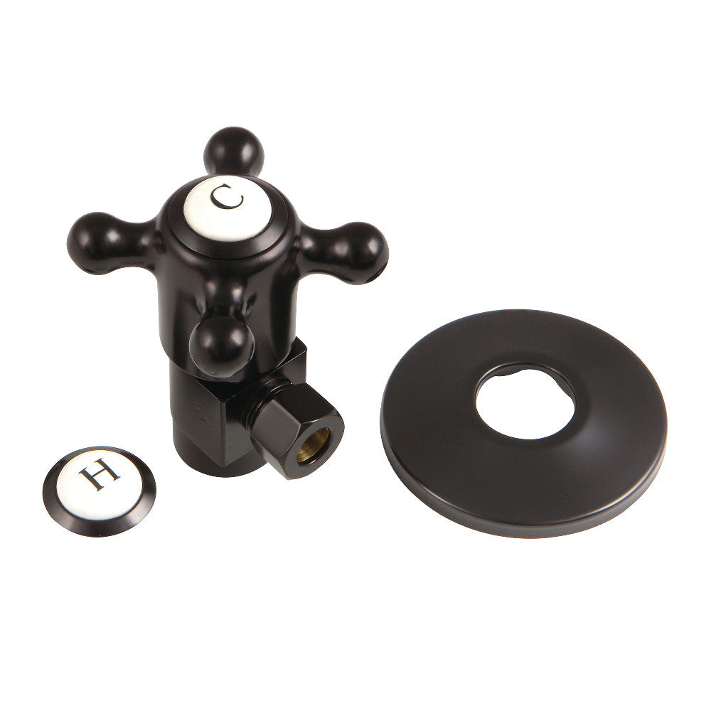 Kingston Brass 1/2"IPS x 3/8"O.D. Anti-Seize Deluxe Quarter-Turn Ceramic Hardisc Cartridge Angle Stop with Flange