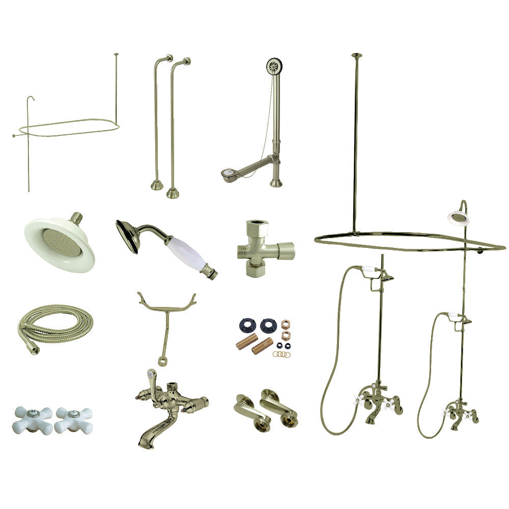 Vintage Clawfoot Tub Faucet Package with Shower Enclosure