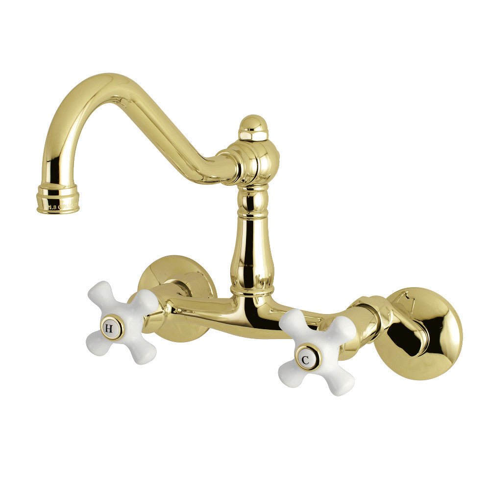 Kingston Brass KS3222PX Vintage 6" Adjustable Center Wall Mount Kitchen Faucet