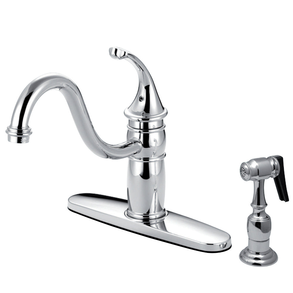 Kingston Brass KB1575GLBS Georgian 8" Centerset Kitchen Faucet with Brass Sprayer