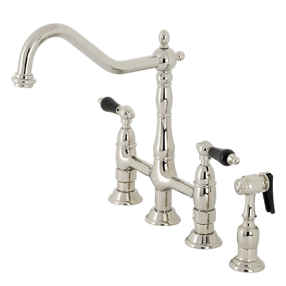 Kingston Brass KS1270PKLBS Duchess Bridge Kitchen Faucet with Brass Sprayer