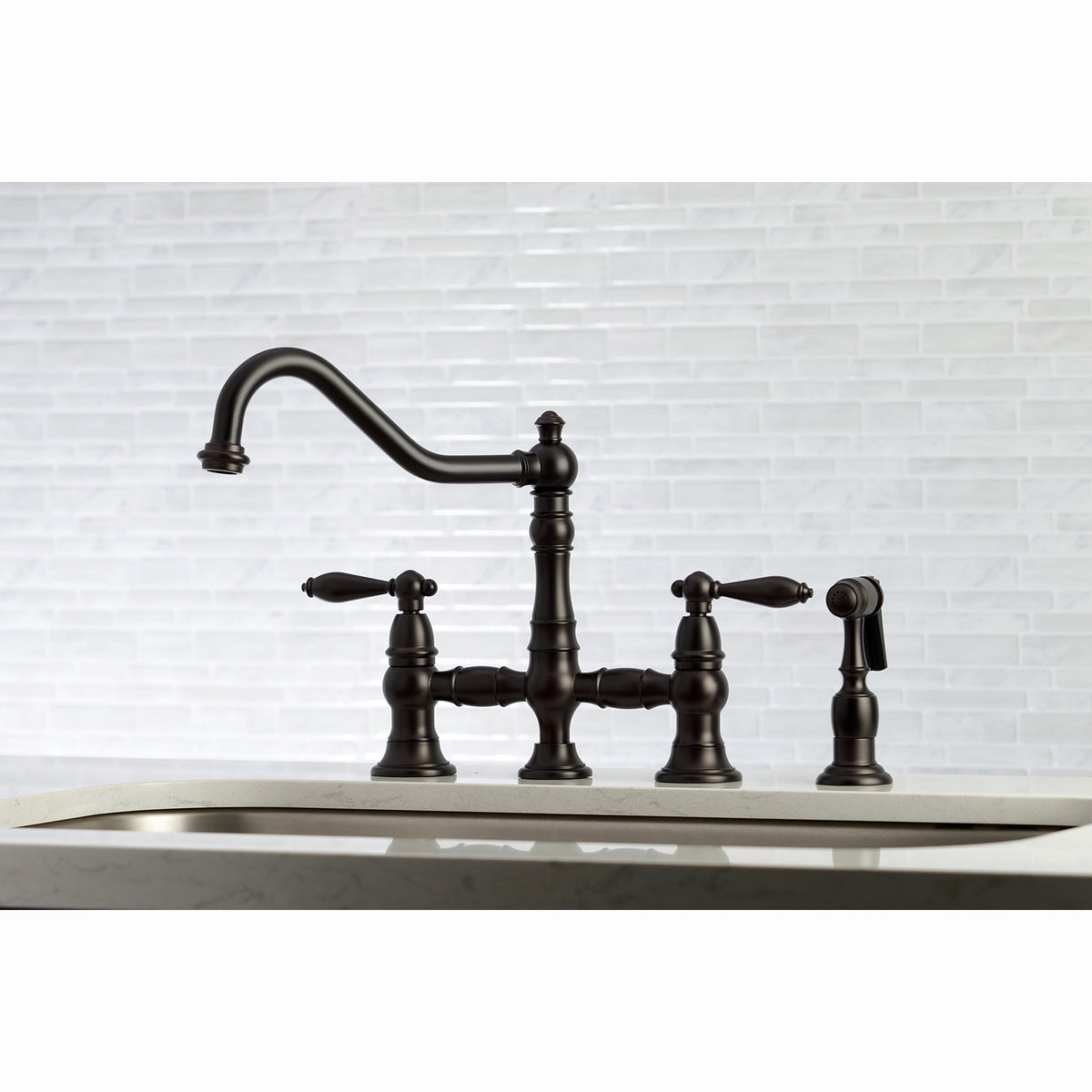 Kingston Brass KS3270ALBS Kitchen Faucet with Side Sprayer