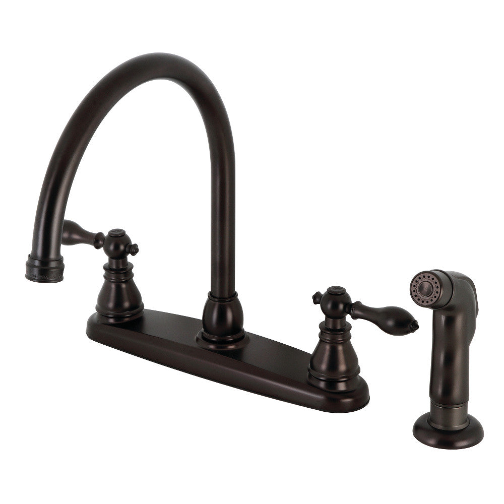 Kingston Brass KB725ACLSP American Classic Centerset Kitchen Faucet with Side Sprayer