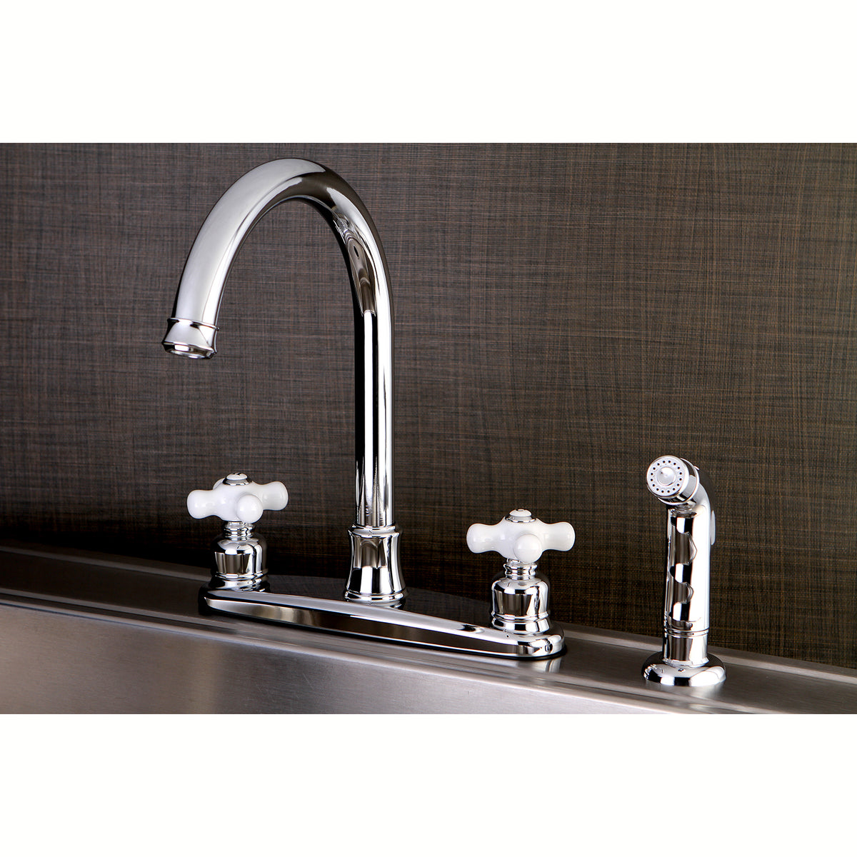 Kingston Brass FB7791PXSP Victorian 8-Inch Centerset Kitchen Faucet with Sprayer