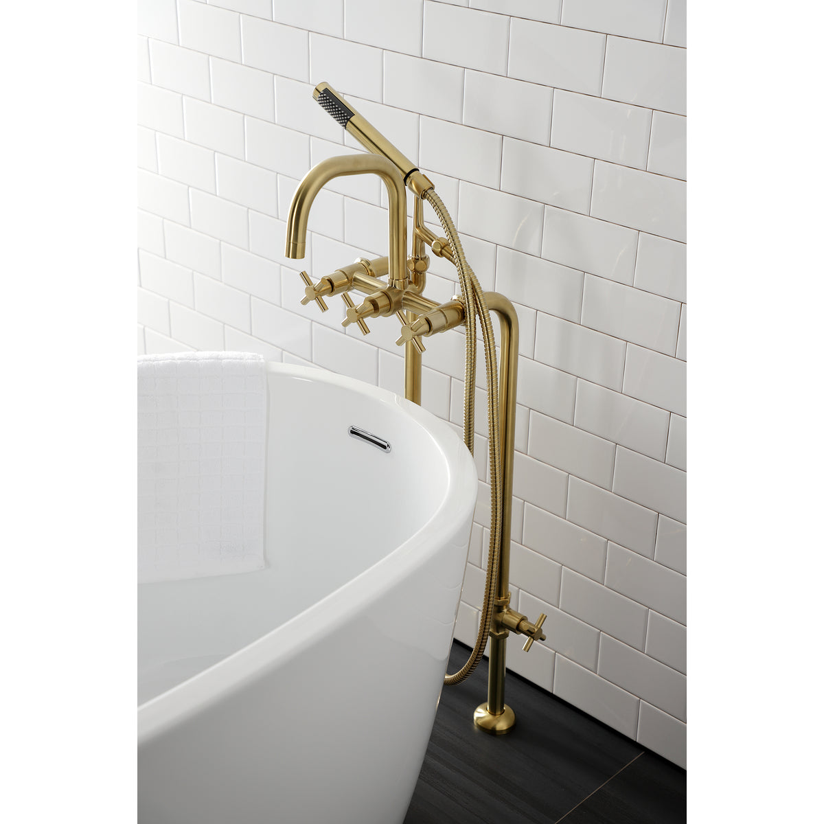 Aqua Vintage Concord Freestanding Tub Faucet with Supply Line, Stop Valve