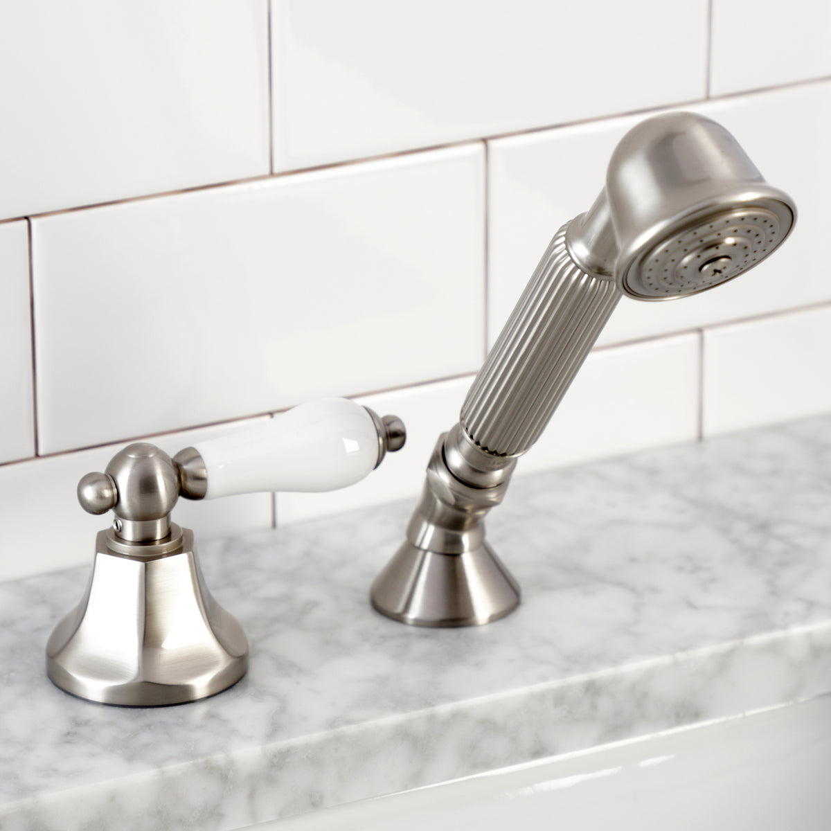Kingston Brass Deck Mount Hand Shower with Diverter for Roman Tub Faucet
