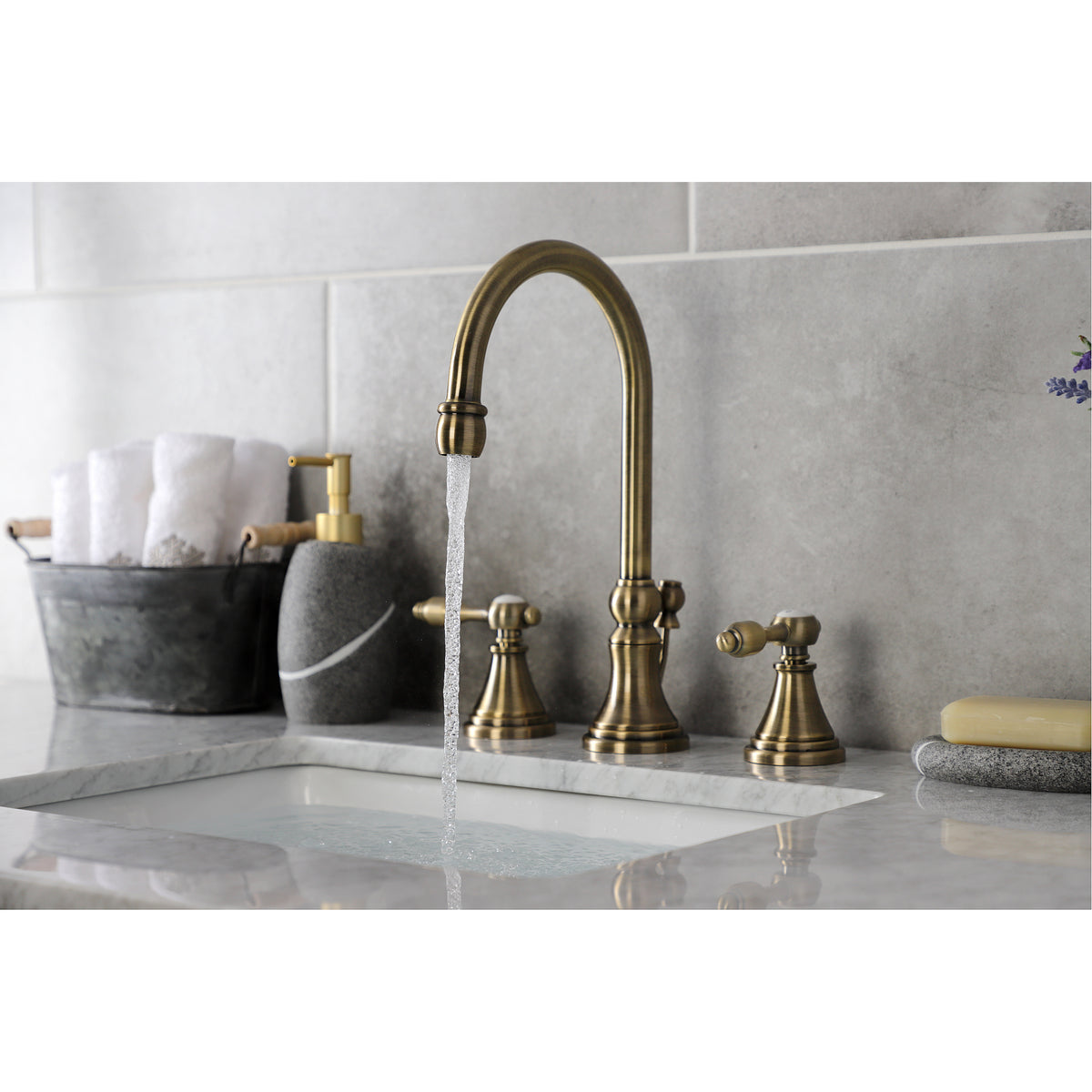 Kingston Brass KS2981TAL Tudor Widespread Bathroom Faucet with Brass Pop-Up