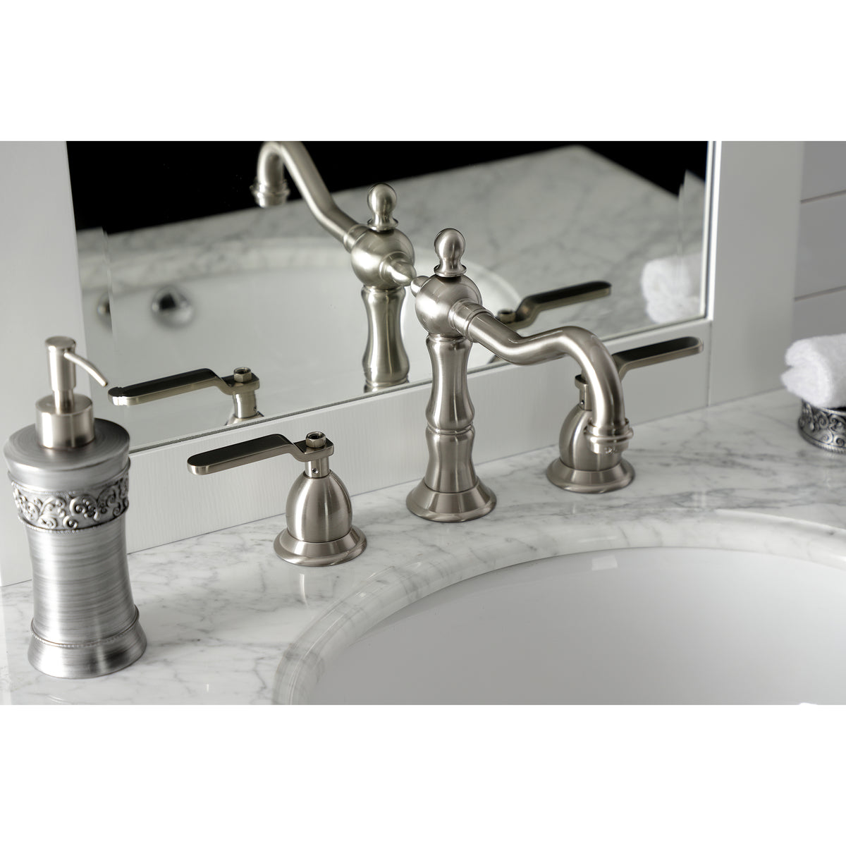 Kingston Brass KS1970KL Whitaker Widespread Bathroom Faucet with Brass Pop-Up