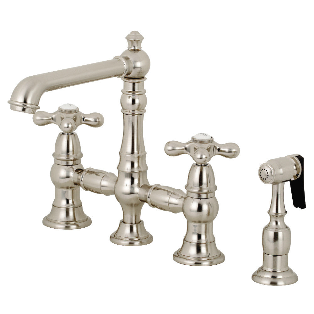Kingston Brass KS7271AXBS English Country 8" Bridge Kitchen Faucet with Sprayer
