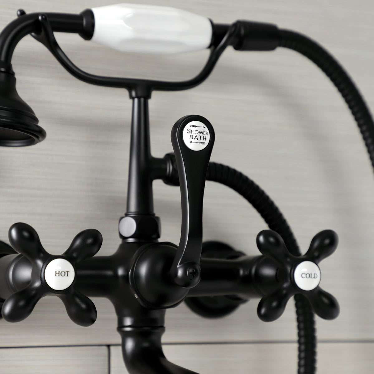 Aqua Vintage 7-Inch Wall Mount Tub Faucet with Hand Shower