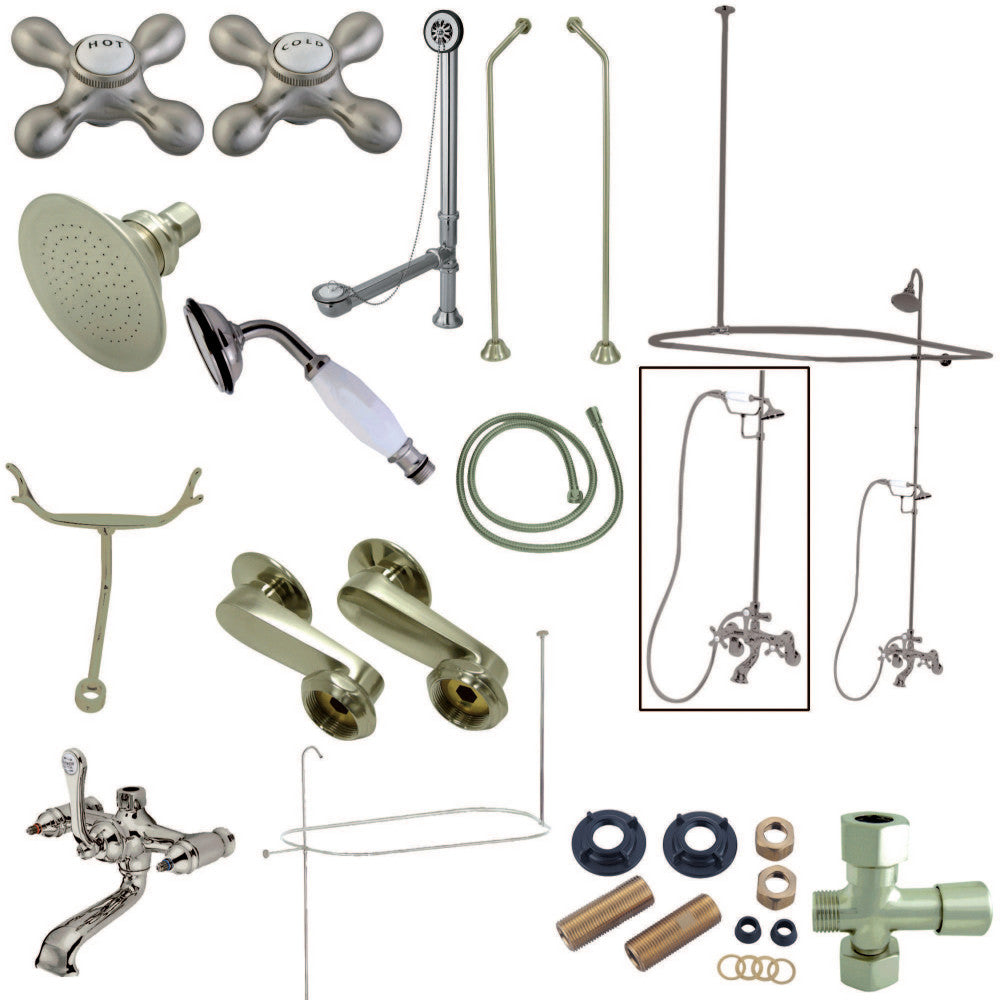 Vintage Clawfoot Tub Faucet Package with Shower Enclosure