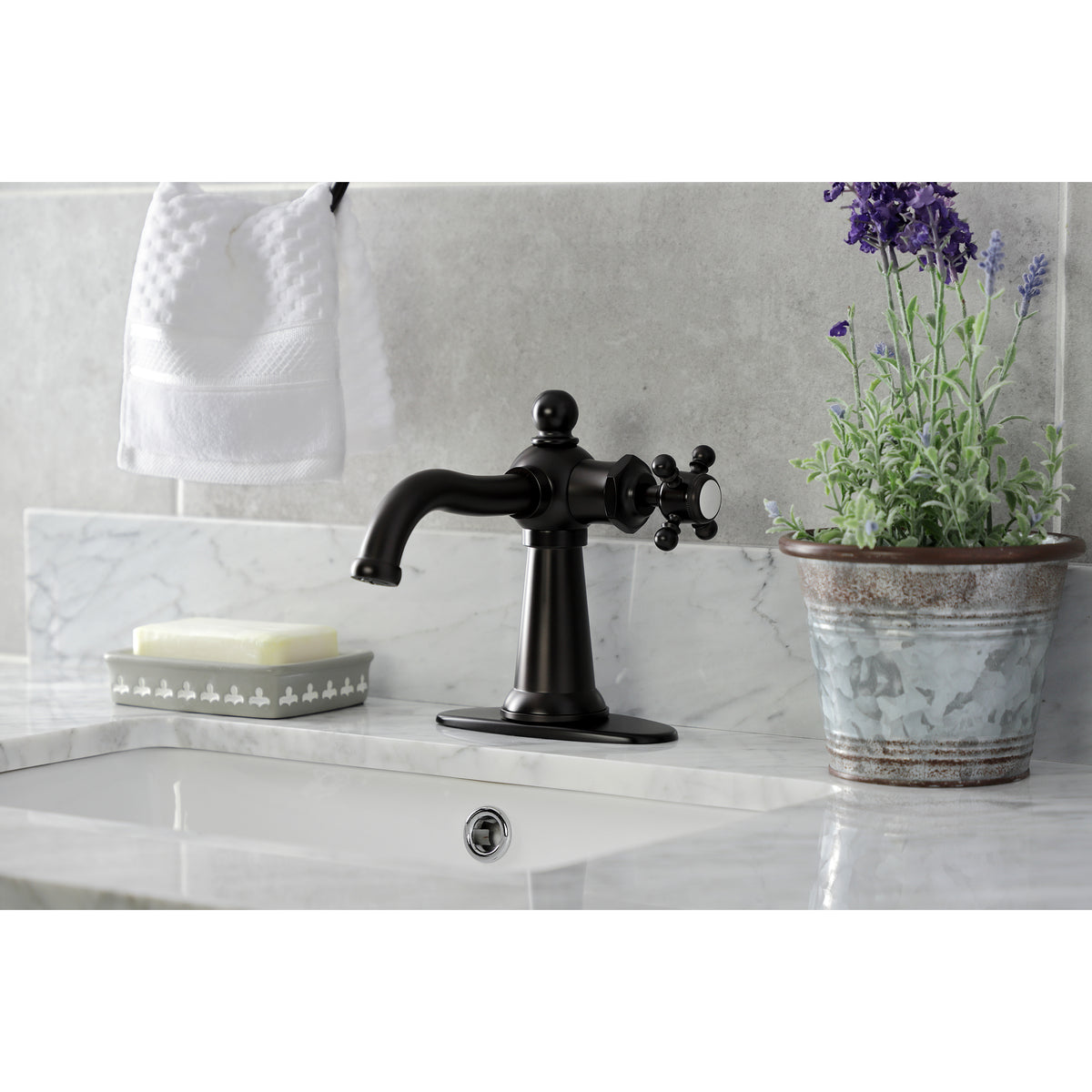 Kingston Brass KSD154BXPB Nautical Single-Handle Bathroom Faucet with Push Pop-Up