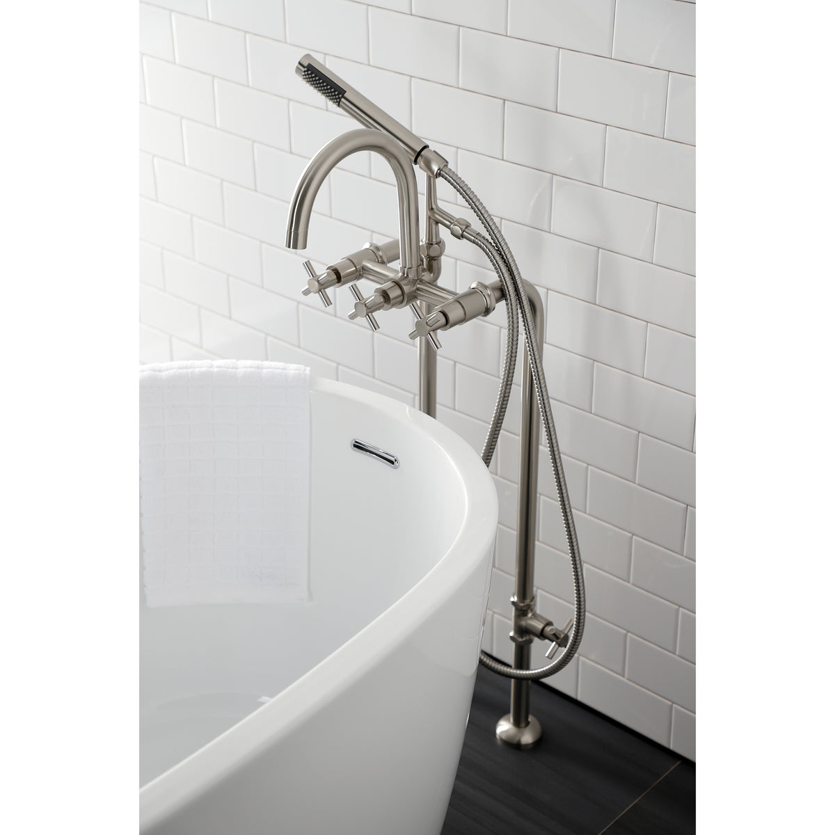 Aqua Vintage Concord Freestanding Tub Faucet with Supply Line, Stop Valve