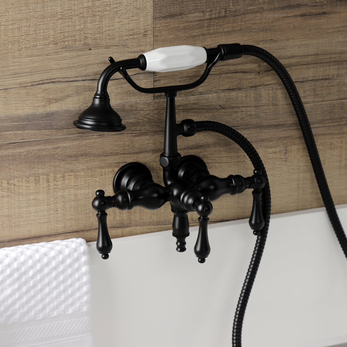 Aqua Vintage 3-3/8 Inch Wall Mount Tub Faucet with Hand Shower