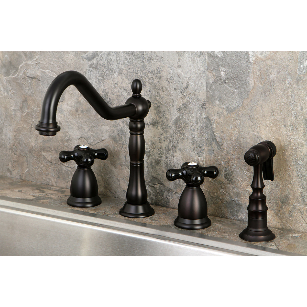 Kingston Brass KS1798PKXBS Widespread Kitchen Faucet