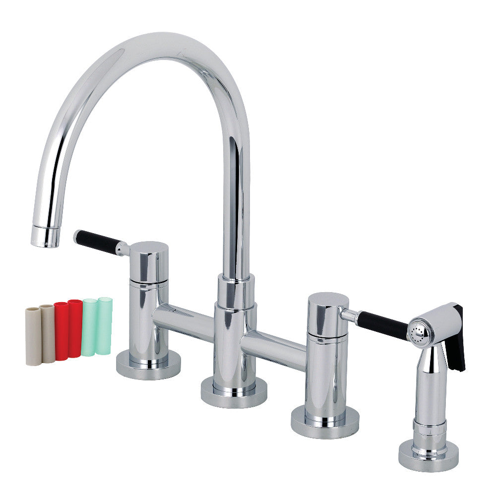 Kingston Brass KS8271DKLBS Concord Two-Handle Bridge Kitchen Faucet with Brass Side Sprayer