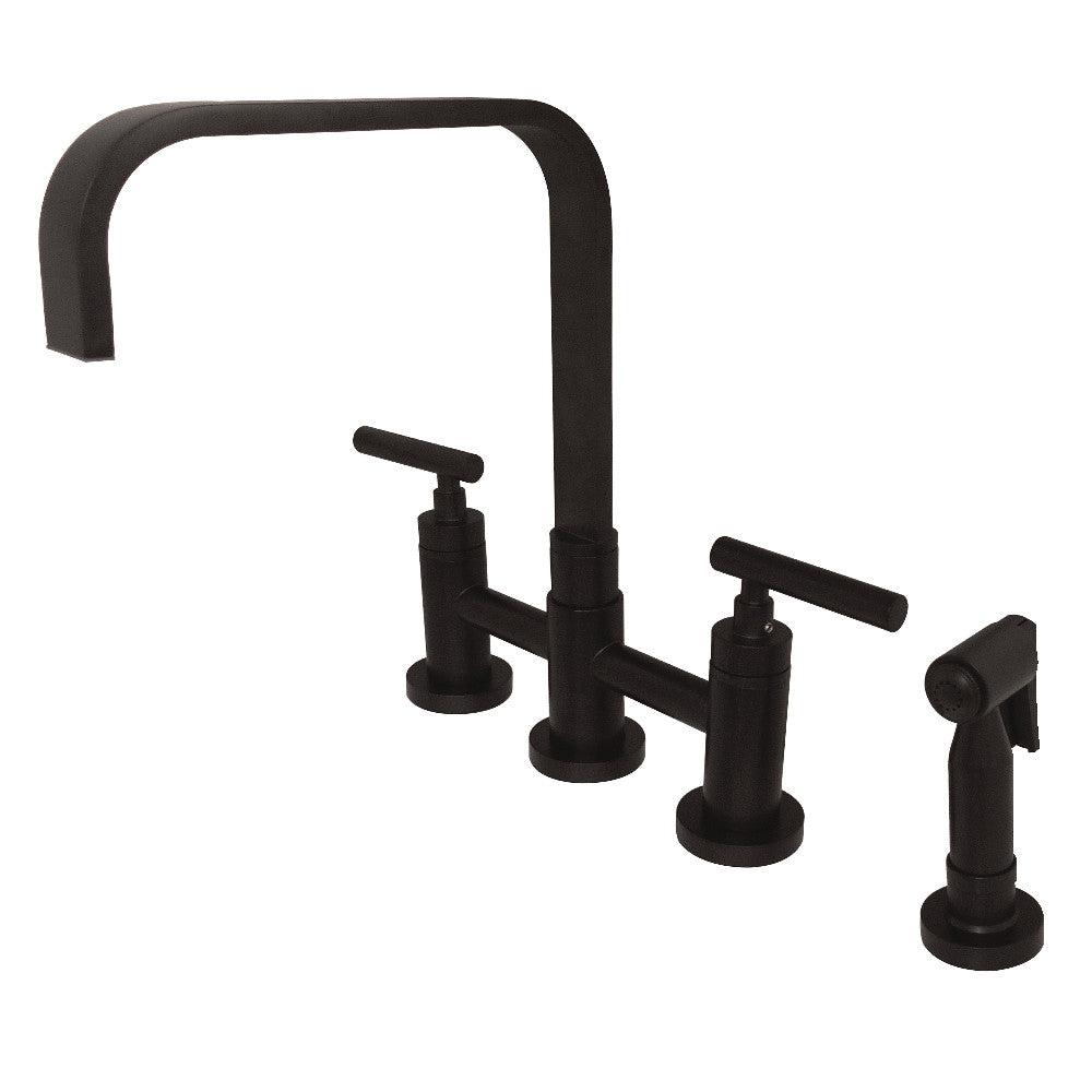 Kingston Brass KS8252CMLBS Manhattan Bridge Kitchen Faucet with Brass Spray