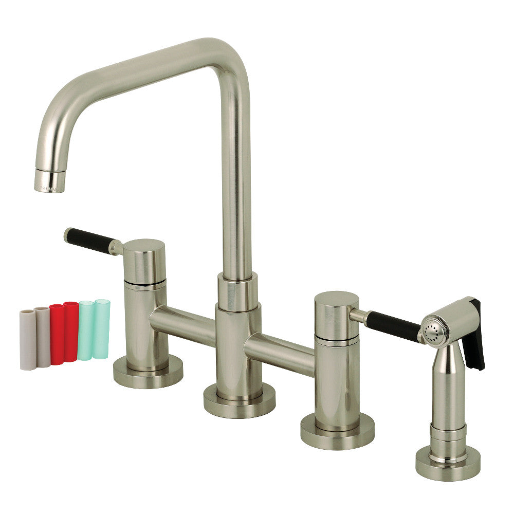 Kingston Brass KS8288DKLBS Concord Two-Handle Bridge Kitchen Faucet with Brass Side Sprayer