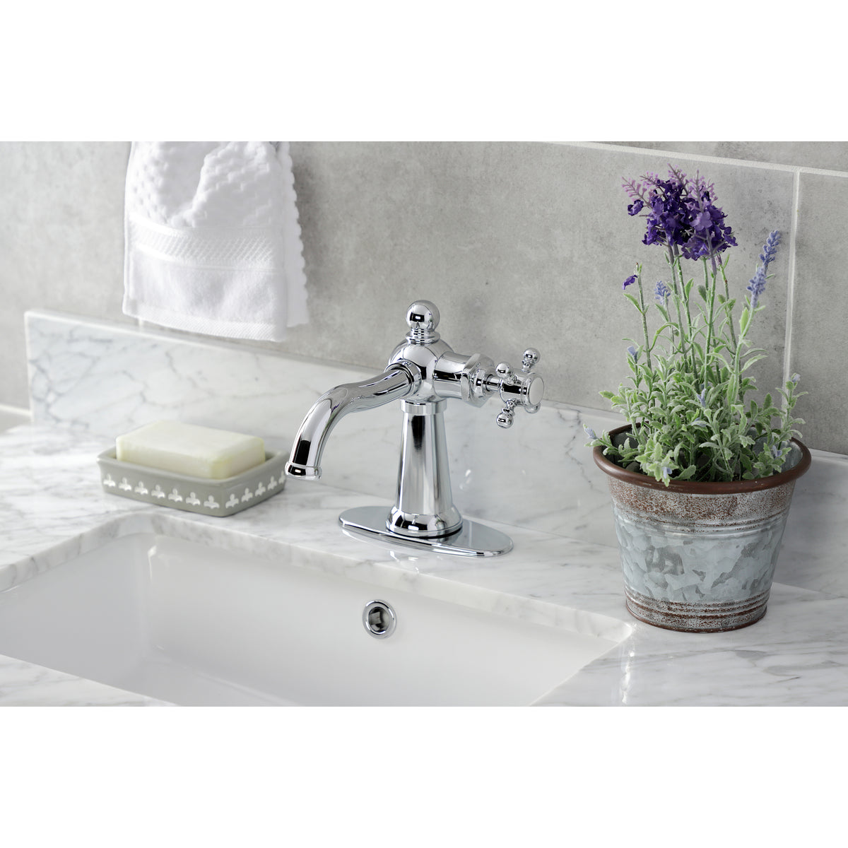 Kingston Brass KSD154BXPB Nautical Single-Handle Bathroom Faucet with Push Pop-Up
