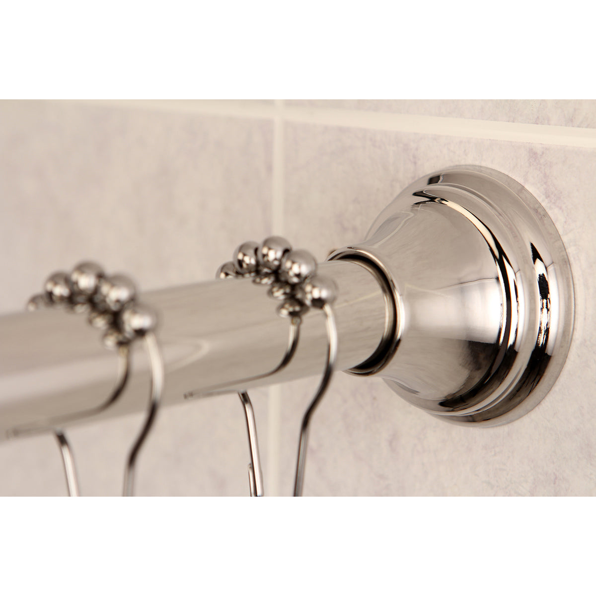 Kingston Brass Straight Shower Curtain Rod with Shower Curtain Rings