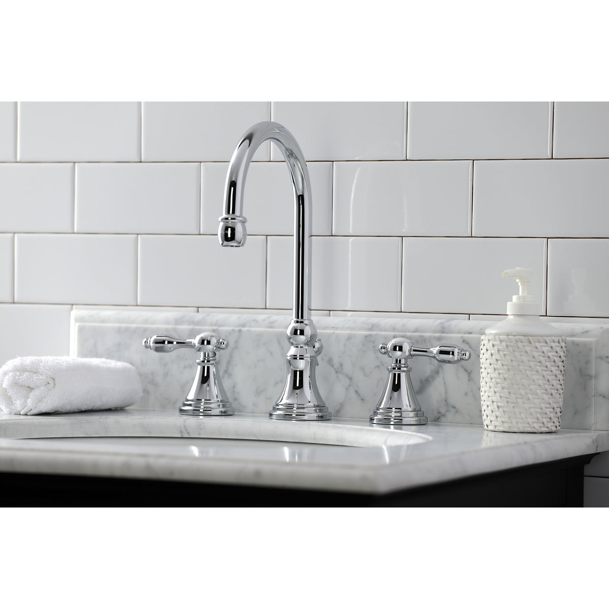 Kingston Brass KS2981TAL Tudor Widespread Bathroom Faucet with Brass Pop-Up