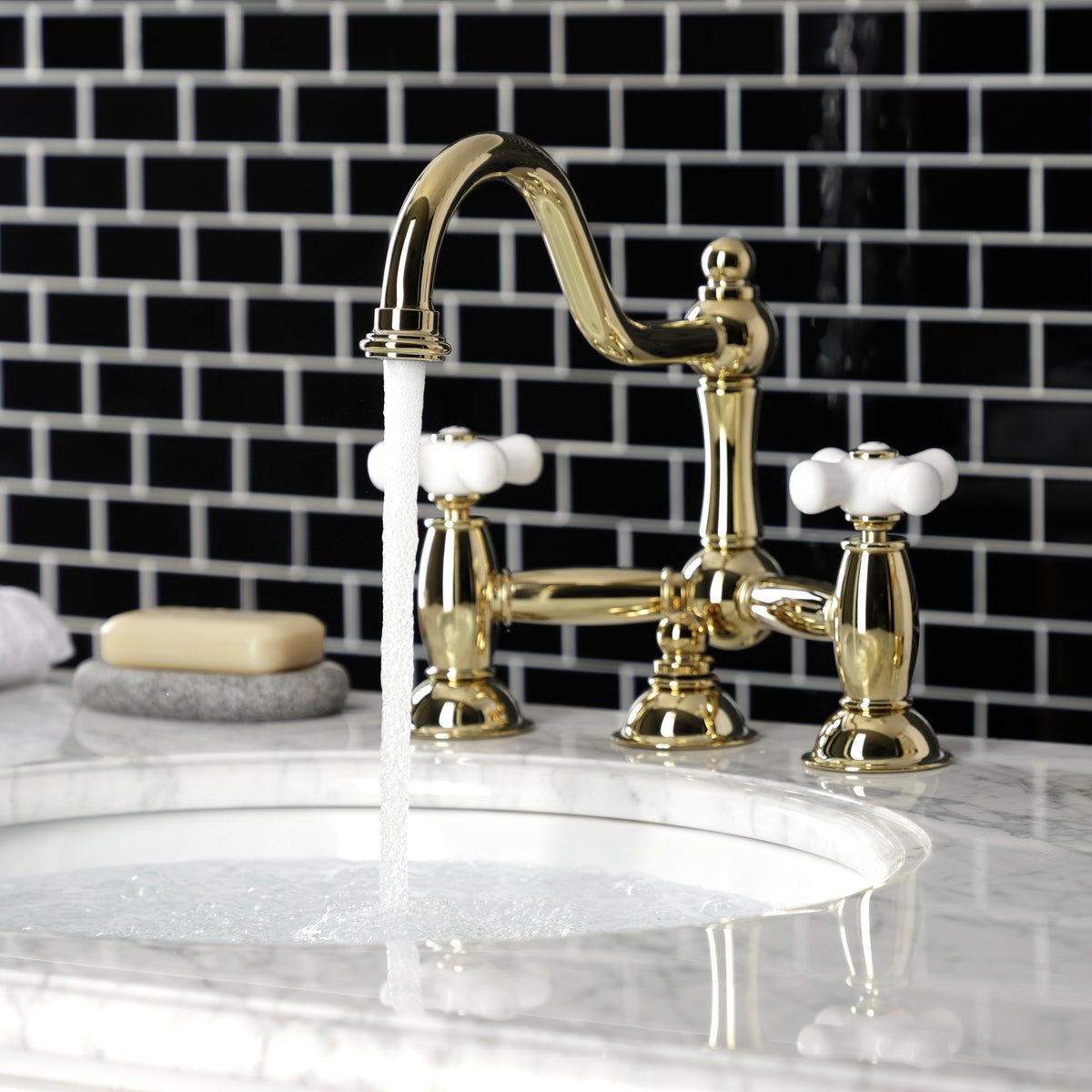 Kingston Brass KS3911PX Restoration Bathroom Bridge Faucet