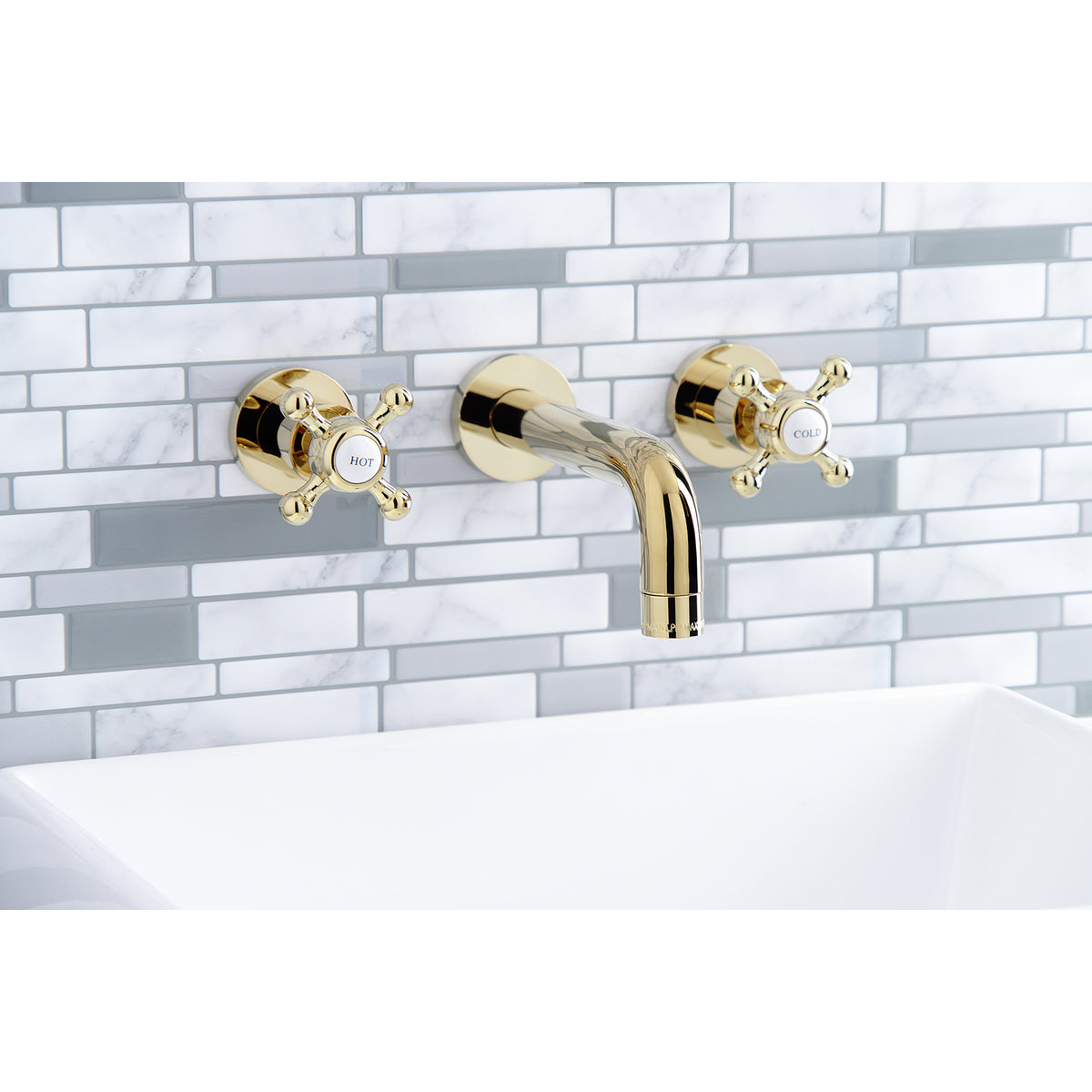 Kingston Brass KS8121BX Metropolitan 2-Handle 8 in. Wall Mount Bathroom Faucet