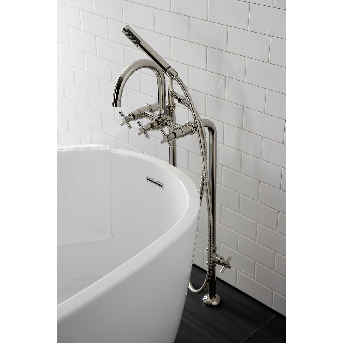 Aqua Vintage Concord Freestanding Tub Faucet with Supply Line, Stop Valve