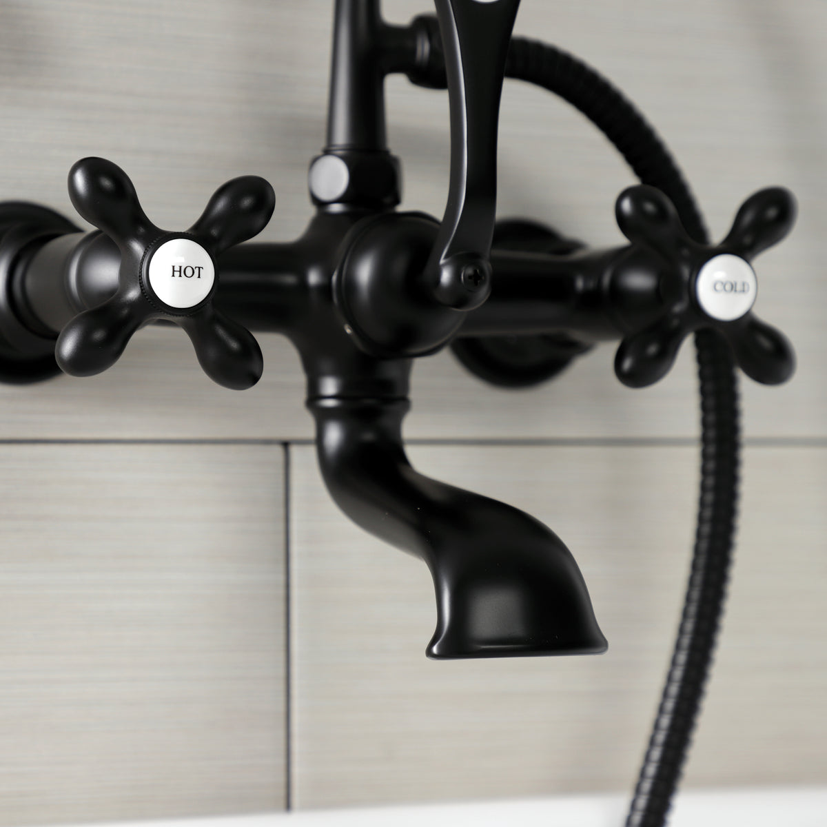 Aqua Vintage 7-Inch Wall Mount Tub Faucet with Hand Shower