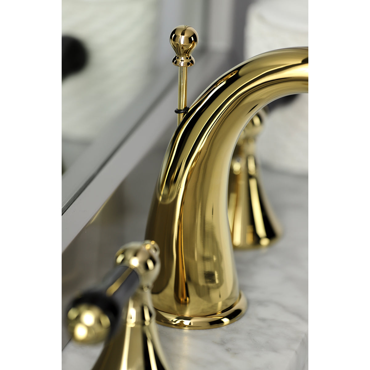 Kingston Brass KS2975PKL Duchess Widespread Bathroom Faucet with Brass Pop-Up
