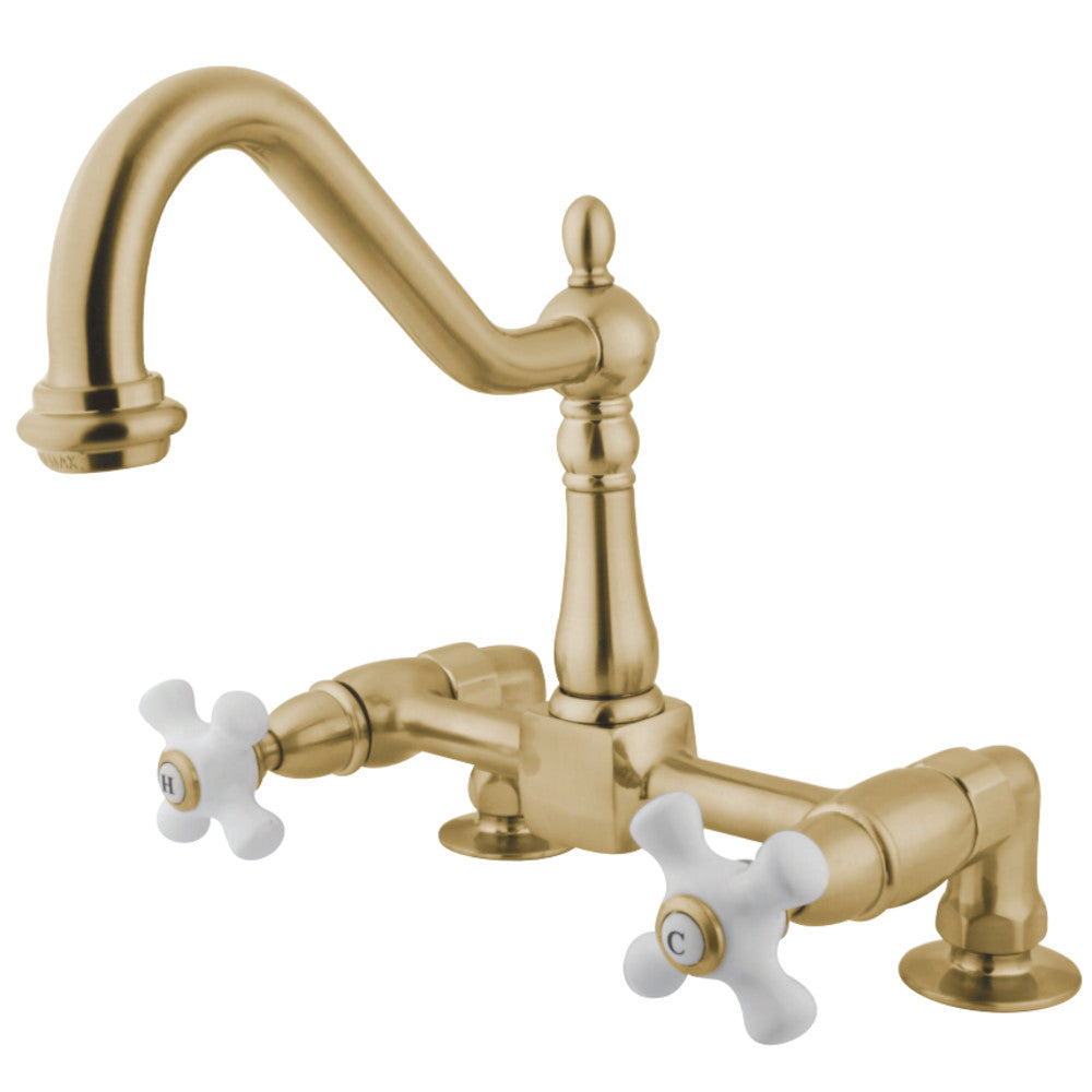 Kingston Brass KS1145PX Heritage Two-Handle Bridge Kitchen Faucet