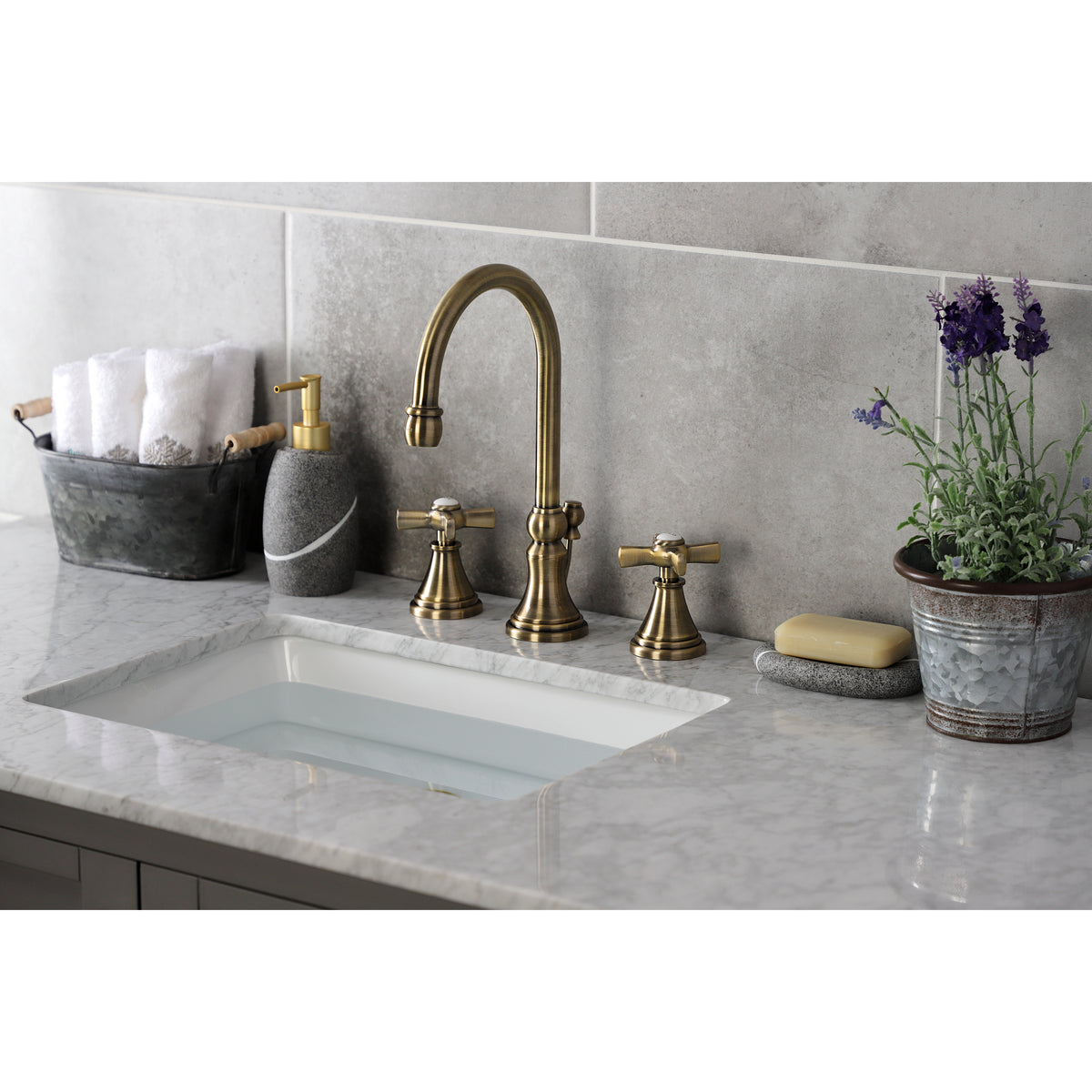Kingston Brass KS2985ZX Millennium Widespread Bathroom Faucet with Brass Pop-Up